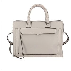 Rebecca Minkoff Bree Large Top Zip Leather Satchel In Putty